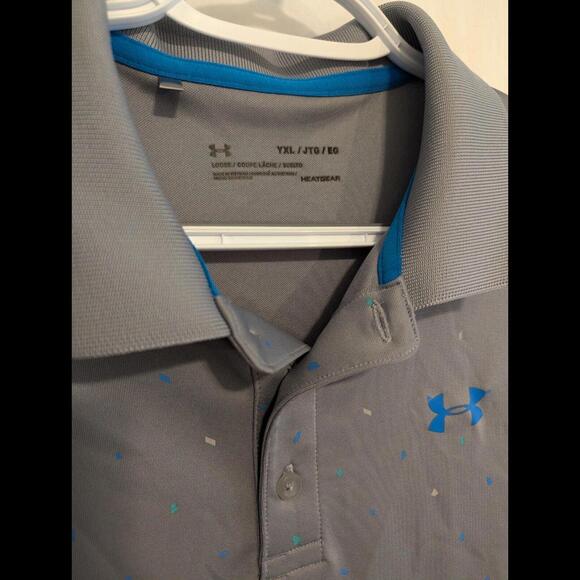 Boys Collared Under Armour Gray Shirt/ Speckled/Logo/YXL/Comfortable - Picture 4 of 6